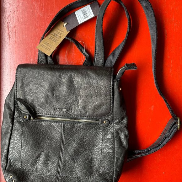 Black Leather Backpack purse main image 4
